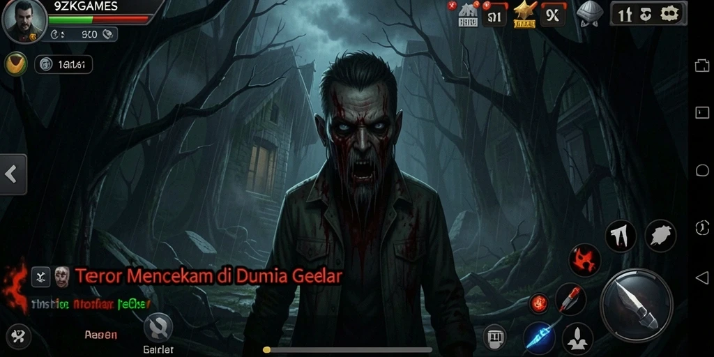 Screenshot gameplay 9ZKGAMES dengan nuansa horor yang menegangkan.