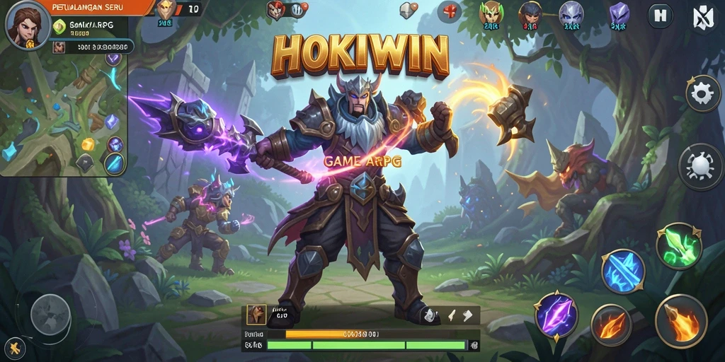 Screenshot gameplay HOKIWIN menampilkan aksi petualangan yang mendebarkan.