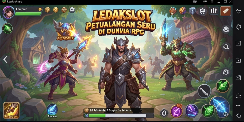 Tangkapan layar utama LEDAKSLOT menampilkan aksi pertarungan RPG yang menegangkan.