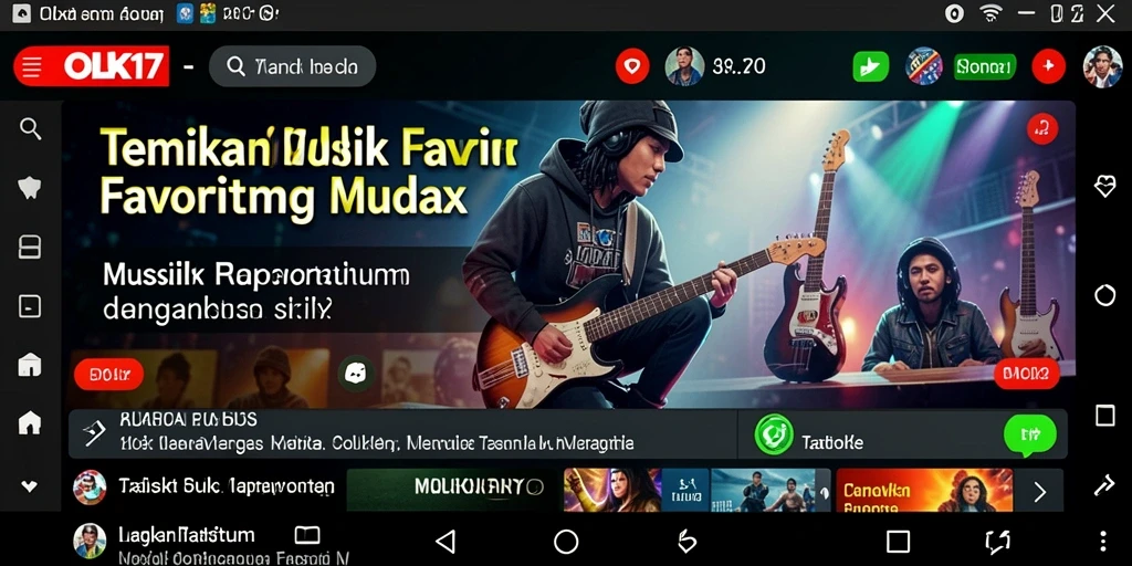Tangkapan layar utama OLX17 menampilkan antarmuka aplikasi Music yang menarik.