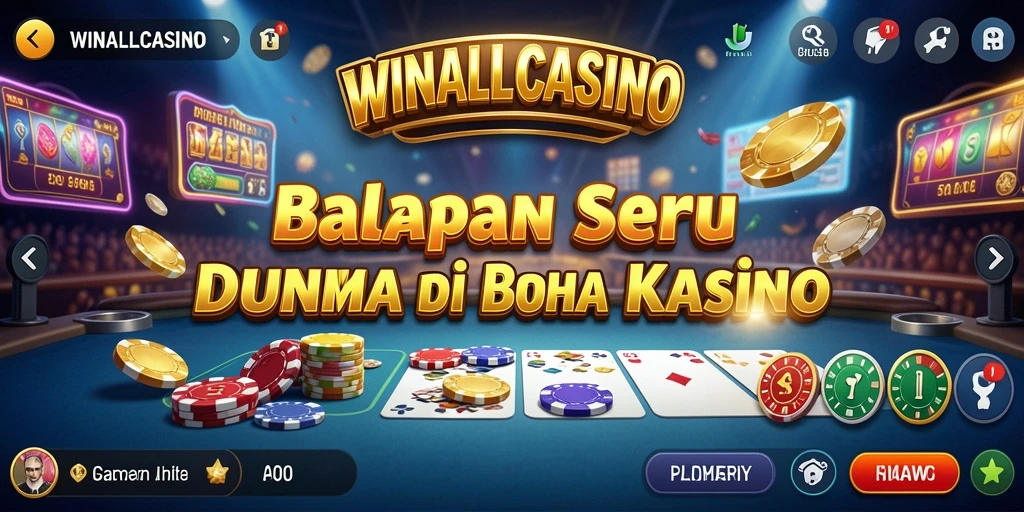 Tangkapan layar gameplay <strong>WINALLCASINO</strong> menampilkan balapan yang mendebarkan di lintasan kasino.