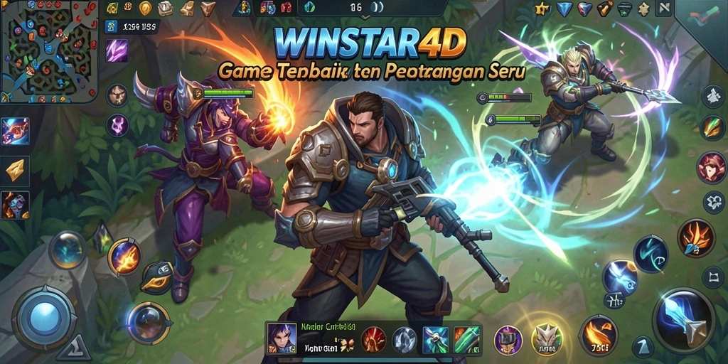 Tampilan gameplay MOBA seru di WINSTAR4D dengan aksi mengesankan dan strategi mendalam.